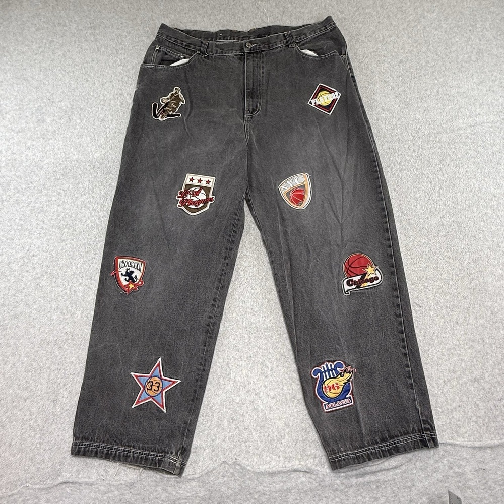 Vtg Victorious Jeans Mens 42x30 Blue Light Wash Y2K Basketball Patch Hip Hop Rap